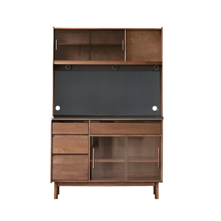 Premium Black Walnut Solid Wood Sideboard - Modern Luxury Buffet Cabinet for Dining Room, Living Room & Entryway Storage