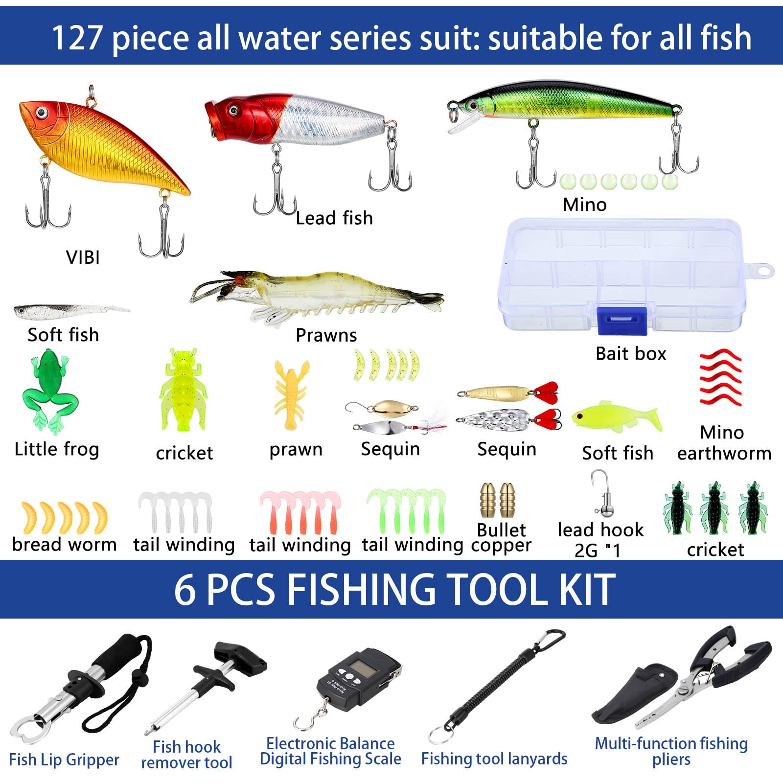 482 Pcs Fishing Accessories Kit for Adults - Complete Tackle Box with Lures, Hooks, Sinkers & Tools - Perfect Fishing Gift for Men & Women - Ideal for Freshwater, Saltwater & Ice Fishing Adventures
