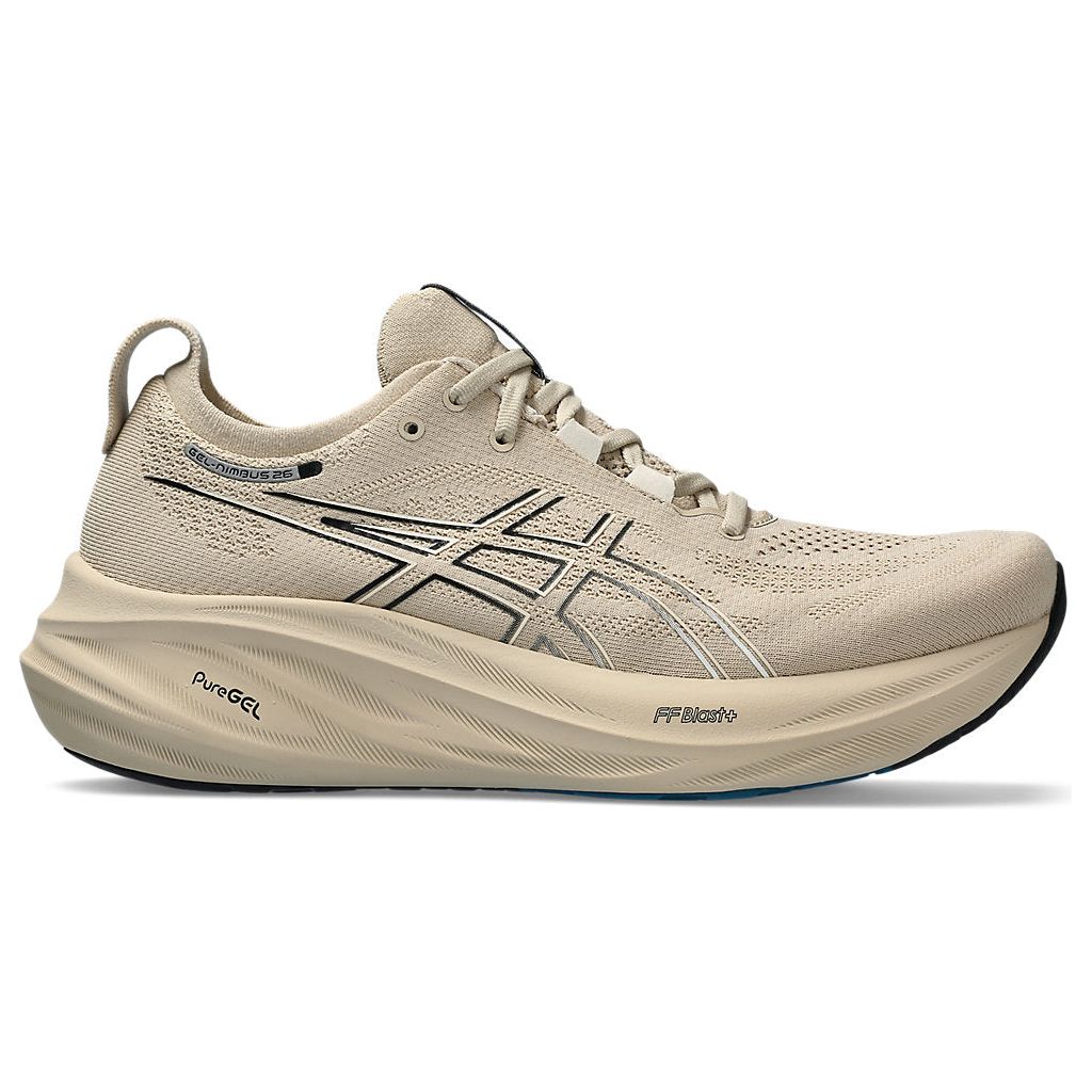 ASICS Men's Gel-Nimbus 26 Running Shoes - Feather Grey/Black - Premium Cushioned Sneakers for Long-Distance Running & Marathon Training