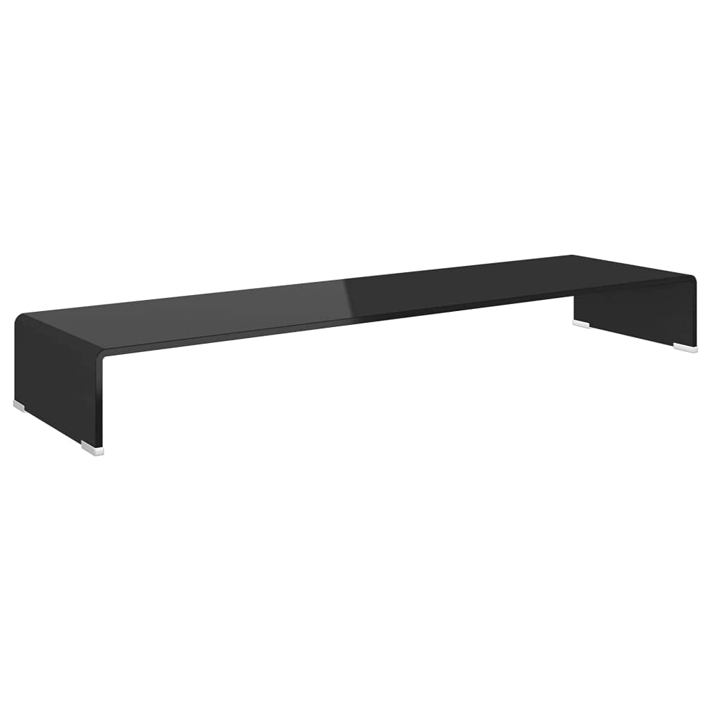 vidaXL Black Glass TV Stand & Monitor Riser - 43.3 x 11.8 x 5.1 Inches - Modern Entertainment Center for Living Room, Bedroom & Office