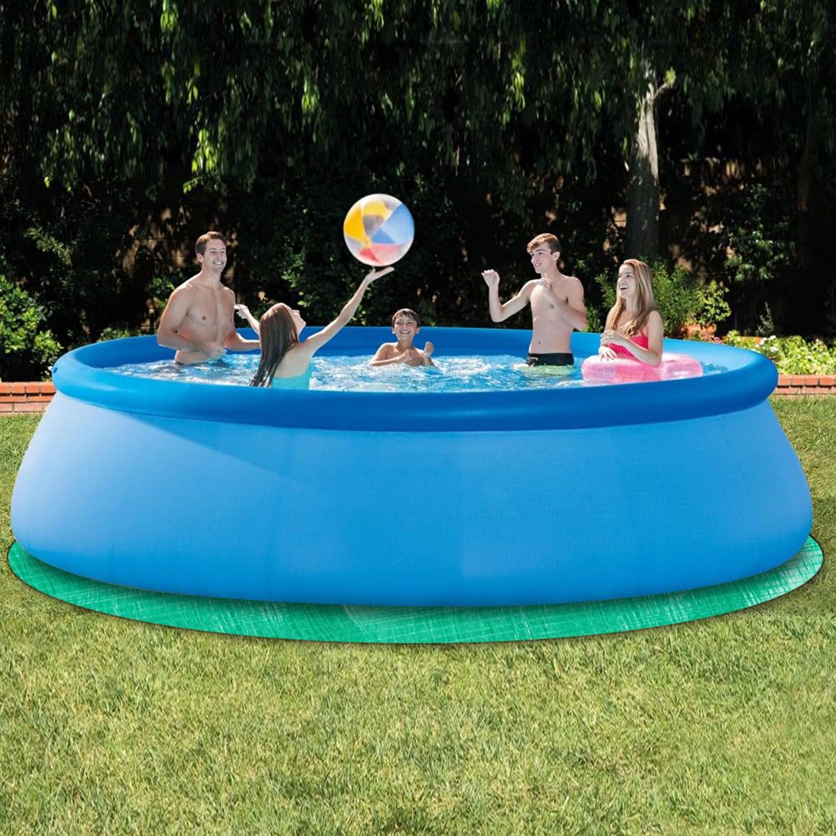 12 Ft Heavy Duty Round Swimming Pool Ground Cloth - Durable Above Ground Pool Liner Pad & Protector Mat for Inground/Above Ground Pools - Perfect for Backyard, Lawn Protection & Summer Pool Parties