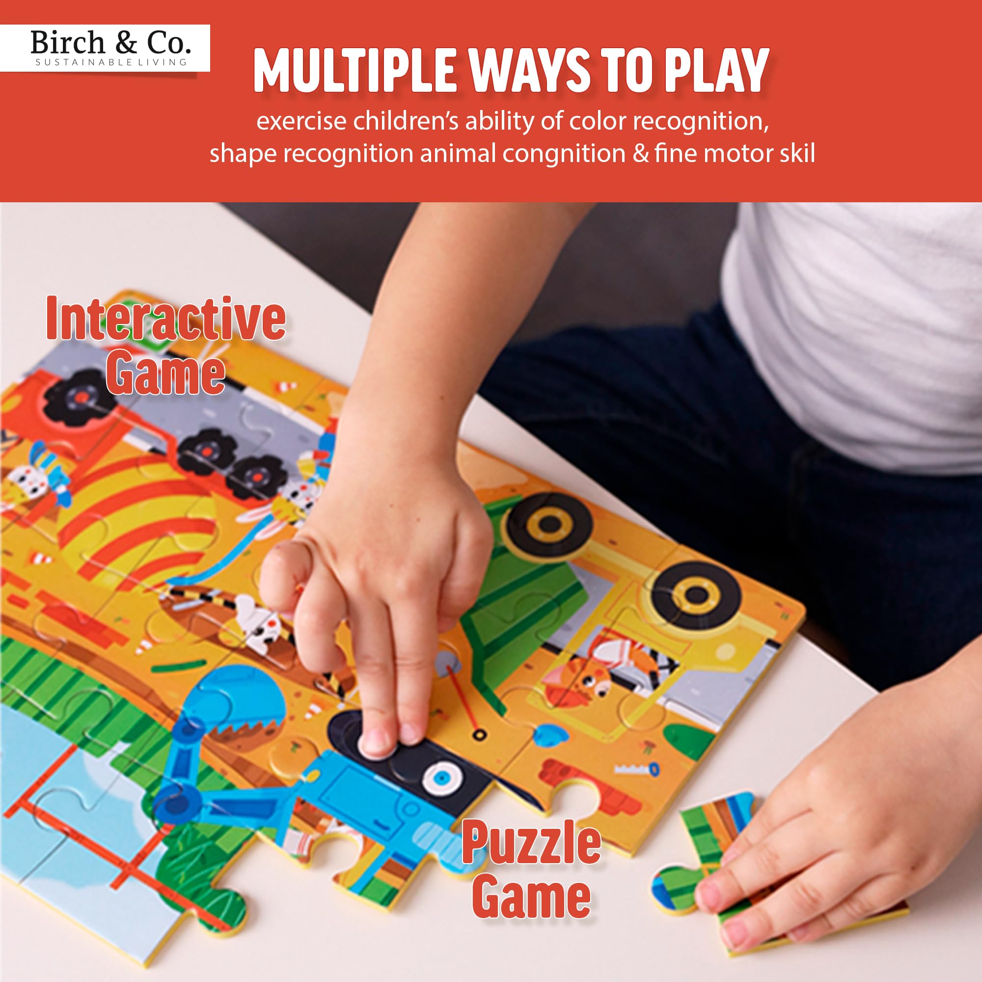 Birch & Co. Construction Theme 48-Piece Jigsaw Puzzle for Kids | Educational Puzzle Game for Children | Perfect for Family Game Night & Preschool Learning Activities