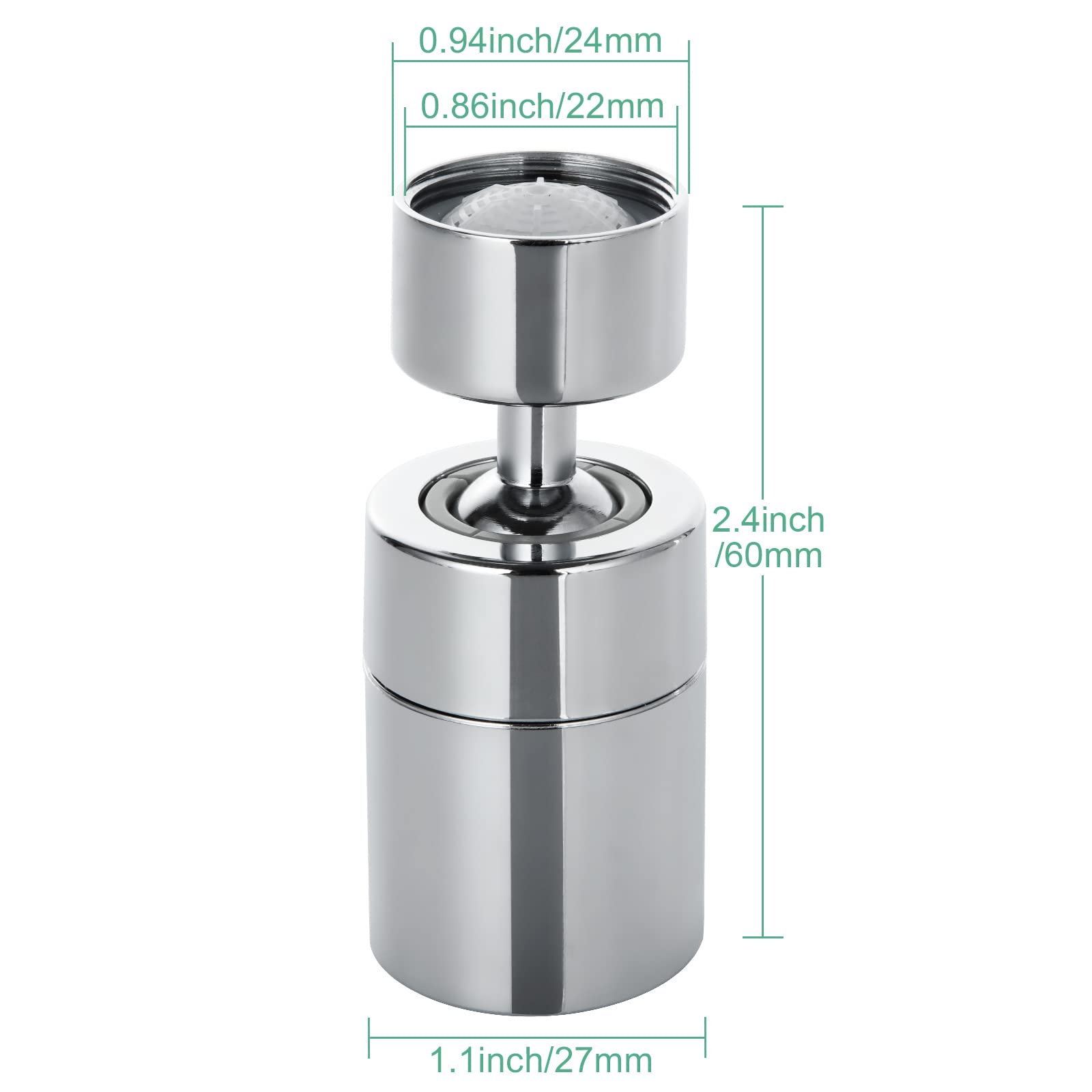2PCS 360 Degree Rotatable Kitchen Sink Faucet Aerator Spray Head - 1.8GPM Dual Function Swivel Sprayer Attachment in Polished Chrome | Perfect for Washing Dishes, Filling Pots & Cleaning Sinks