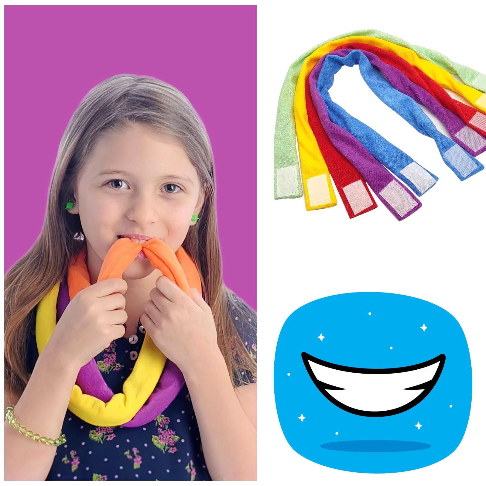 DAWRIS 6 Pack Sensory Chew Toys for Autistic Kids & Adults - BPA-Free Chewable Necklace for Anxiety Relief, ADHD, Autism & Oral Motor Therapy - Perfect for Home, School & Travel Use