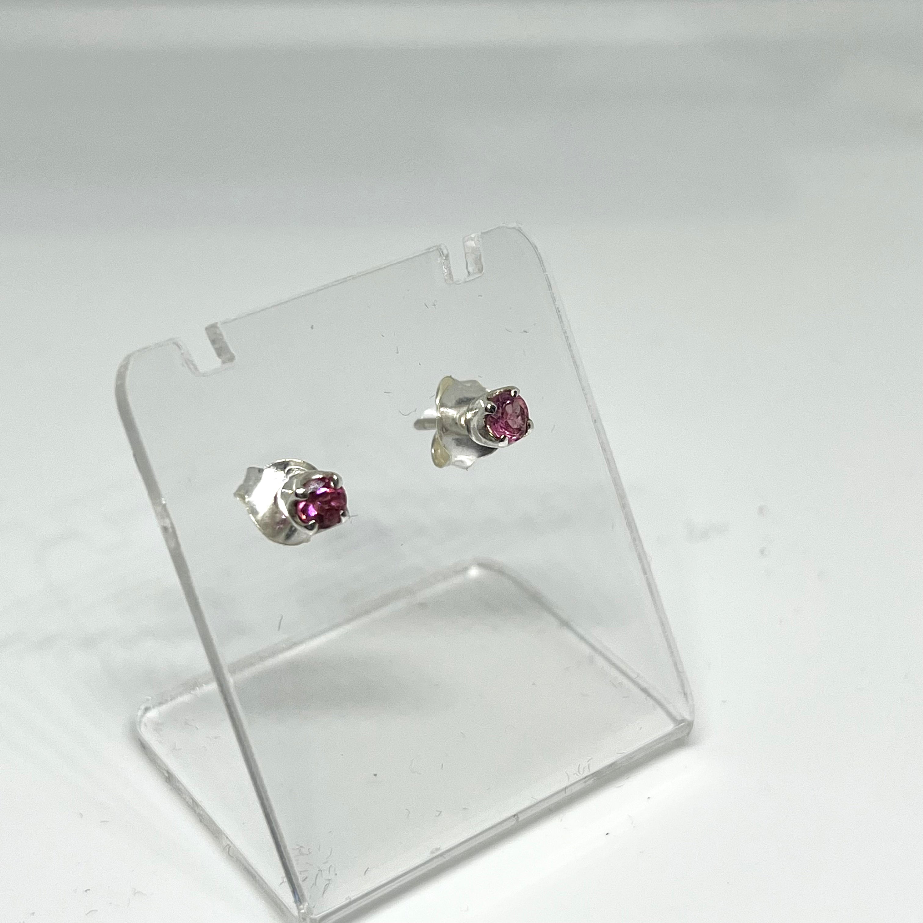 Pink Tourmaline Round Faceted Gemstone Stud Earrings 4-Prong Set - Elegant Jewelry for Women, Perfect for Weddings, Parties & Daily Wear (PSE007)