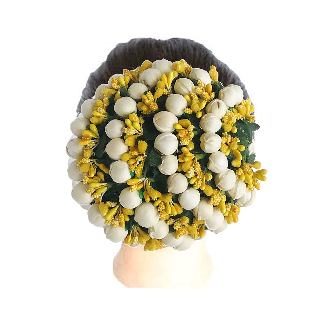 GadinFashion™ Artificial Flower Hair Gajra for Women & Girls - Yellow Hair Accessories for Bun Styling, Bridal, Parties & Festivals | Pack of 1