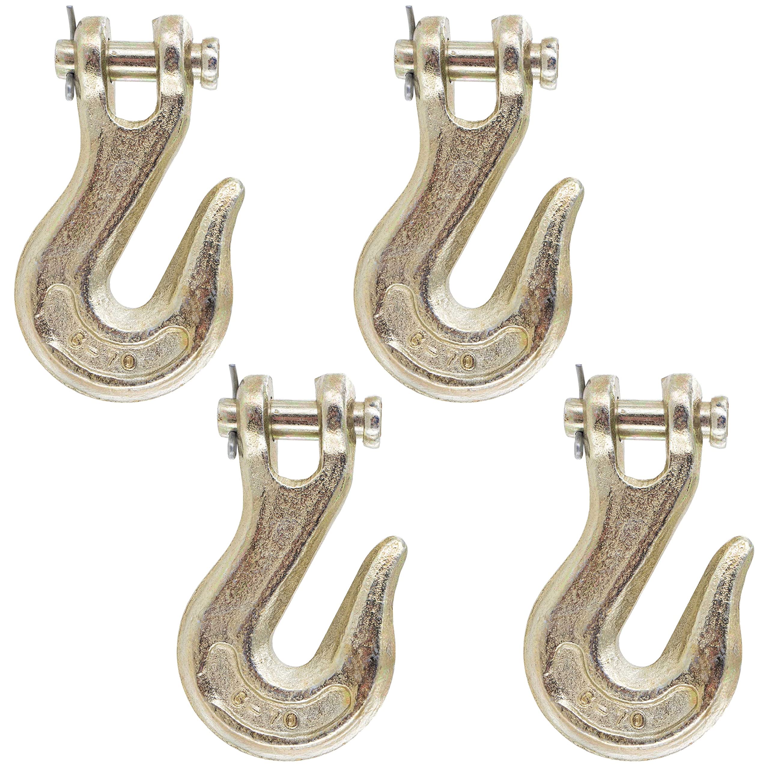 3/8 Inch Clevis Grab Hook (4-Pack) - Grade 70 Chain Hooks with 6,600 LBS Working Load Limit - Heavy Duty Chain Clevis Hooks for Towing, Hauling, Load Securement, Trailers & Chains - Ideal for Construction, Agriculture, and Off-Road Applications