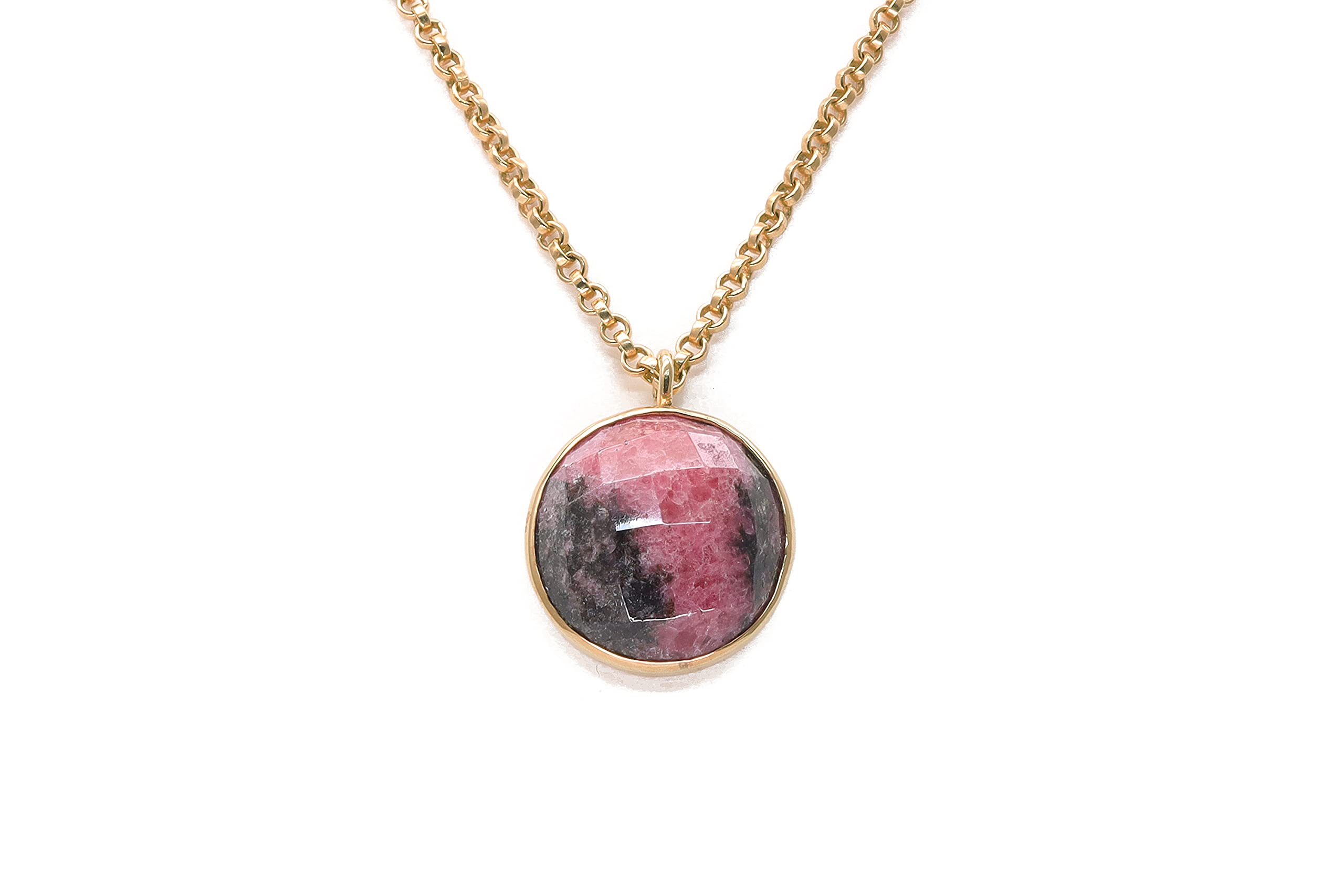 Rhodonite Gemstone Necklace for Women - Handmade Anemone Jewelry with Unique Stone Pendant - Artisan Crafted Gift Box Included | Perfect for Valentine's Day, Anniversary & Special Occasions