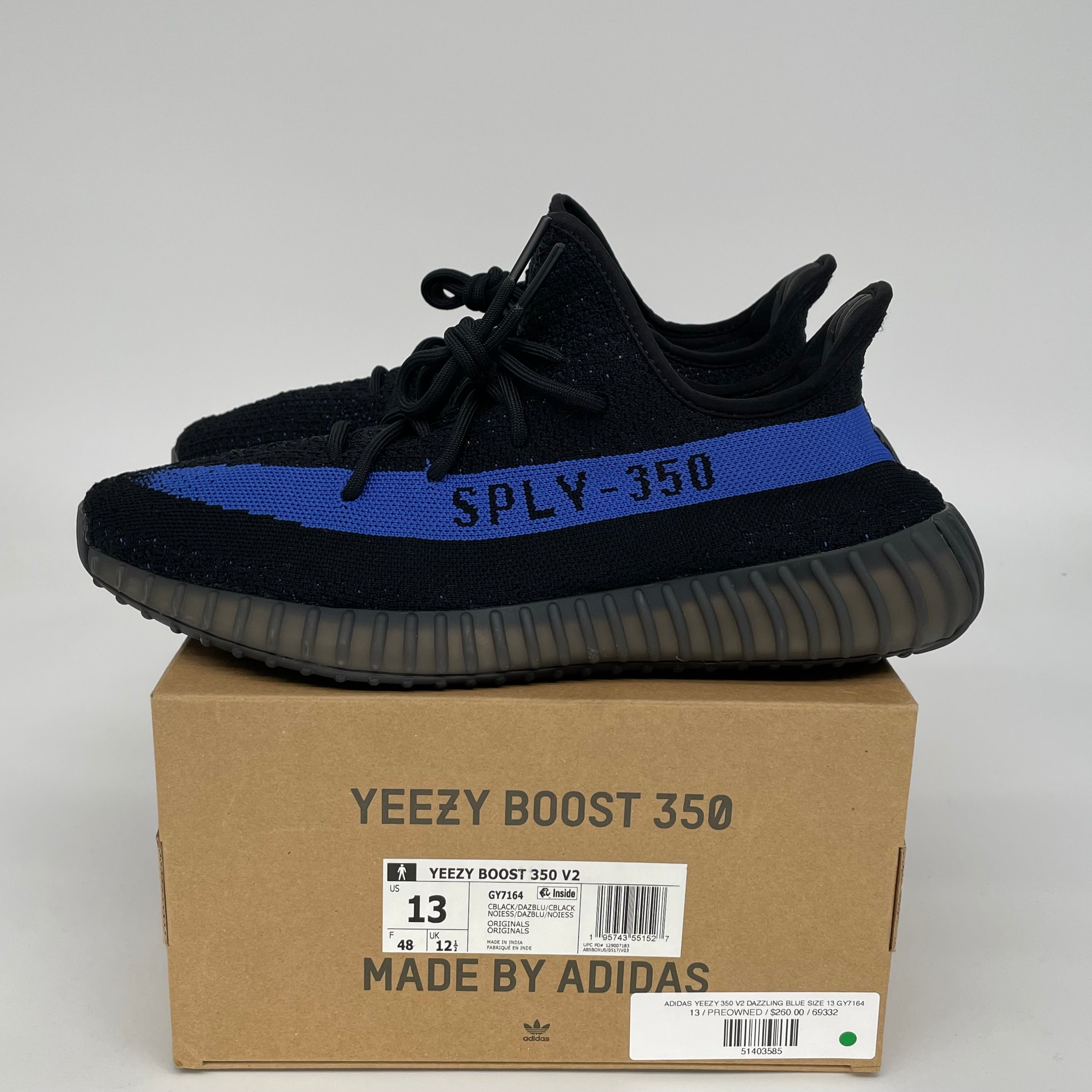 Adidas Yeezy Boost 350 V2 Dazzling Blue Men's Running Shoes - Size 13 (GY7164) | Comfortable Sneakers for Gym, Jogging & Casual Wear