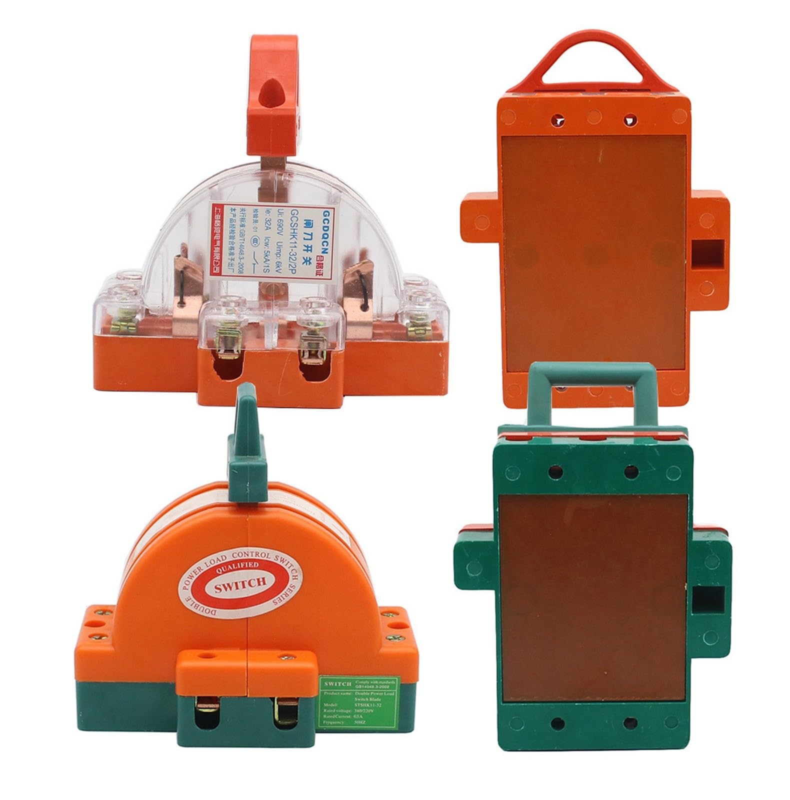 EPANO 3P Knife Switch 32A 63A 100A 160A 225A, High Power 220V Double Throw Disconnector, Two-Phase Electrical Switch (Transparent 3P 100A) - Ideal for Industrial Power Distribution, Electrical Panels, and Heavy-Duty Circuit Control