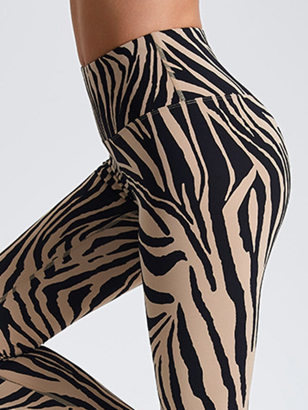 ZASUWA Women's High Waisted Zebra Print Scrunch Butt Lifting Leggings - Yoga, Workout, Running & Gym Fitness Activewear