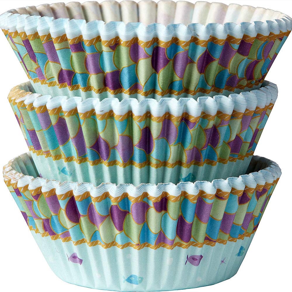 Mermaid Wishes Baking Cups - 75ct Value Pack (4X Pieces) | Premium Cupcake Liners for Birthday Parties, Baby Showers & Wedding Desserts | Disposable Baking Supplies for Muffins, Cupcakes & Cake Pops
