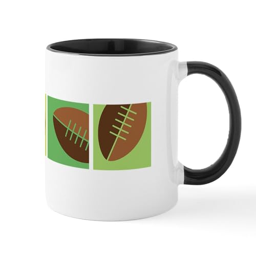 White/Black Inside - Football Border Mugs