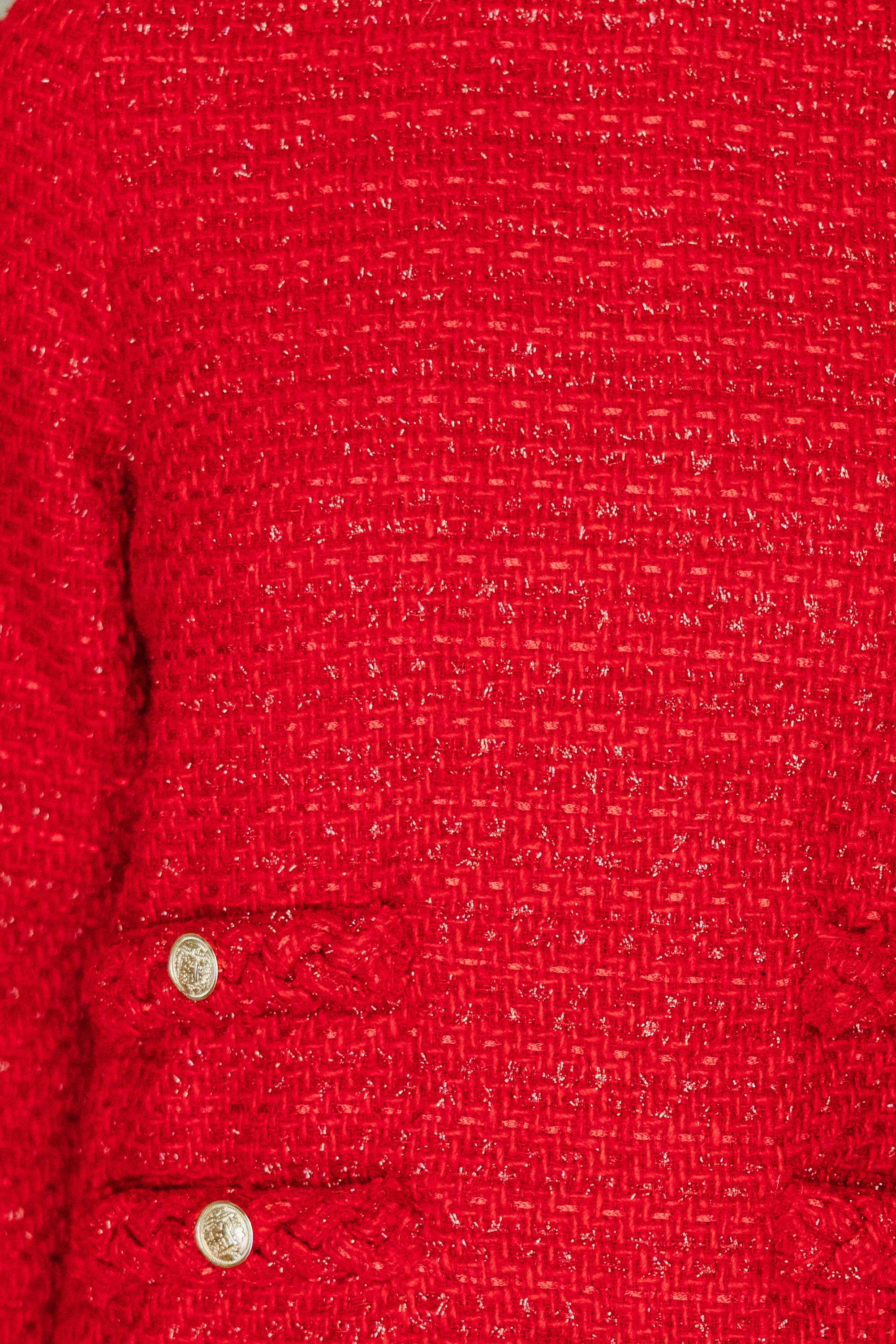 Elegant Red Tweed 3/4 Sleeve Dress for Women - Perfect for Date Nights, Cocktail Parties & Office Wear