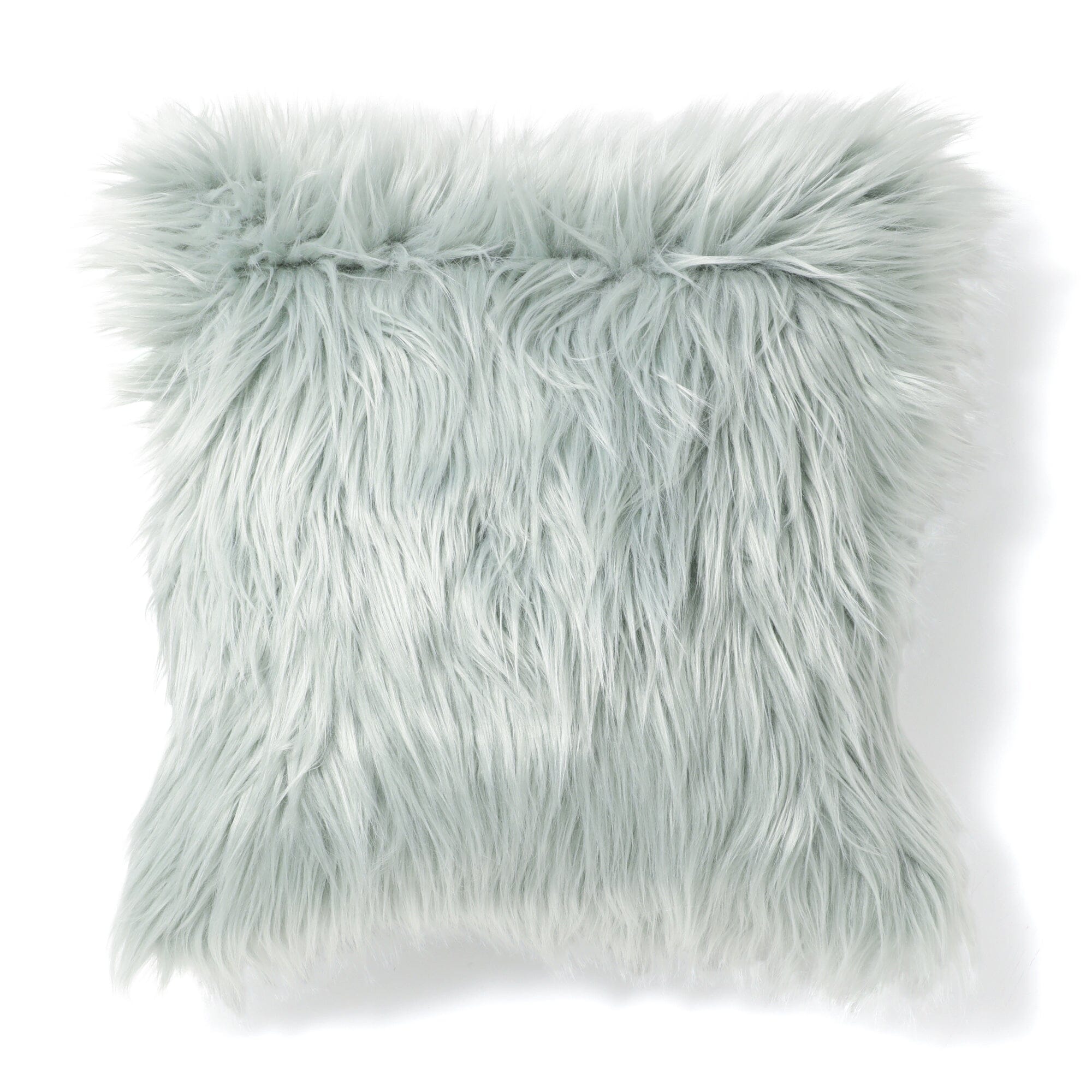 Premium Faux Fur Cushion Cover 18x18 Inches - Soft Light Green Decorative Pillow Case for Sofa, Bed, Chair - Cozy Home & Office Decor