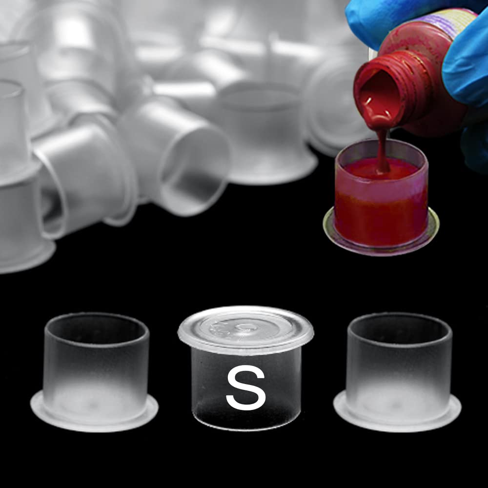Anghie 500PCS 11mm Disposable Tattoo Ink Caps with Base - Small Plastic Pigment Cups for Microblading & Tattoo Kits - Perfect for Professional Artists & Tattoo Supplies (White)