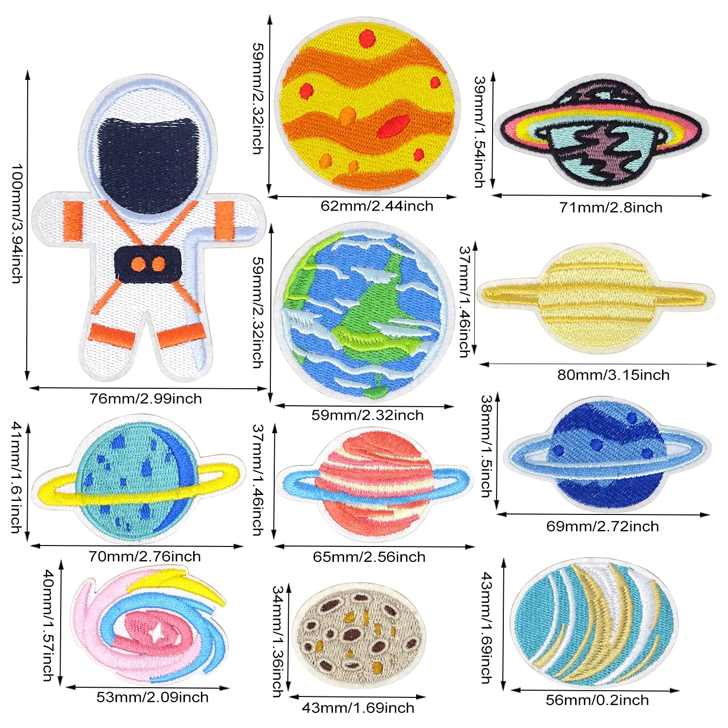 Honbay 26PCS Space Planet Astronaut Solar System Iron-On & Sew-On Patches - Embroidered Applique Stickers for Clothing, Backpacks, Caps & DIY Repair (26 Styles) - Perfect for Cosplay, School Projects & Space-Themed Decorations