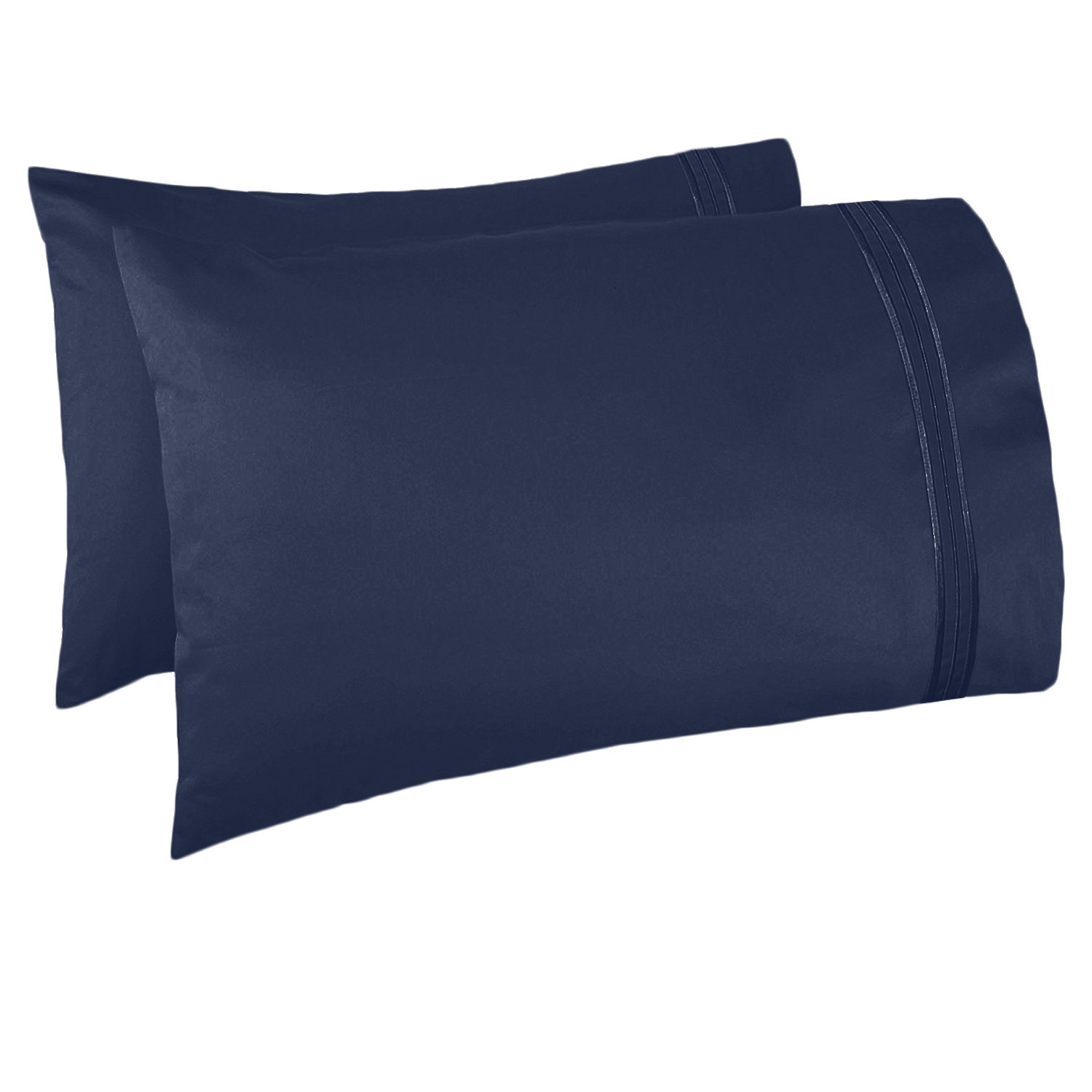 Ultra Soft Clara Clark Standard & Queen Size Pillow Cases Set of 2 - Lightweight Microfiber Pillow Covers with Envelope Closure in Navy Blue - Perfect for Bedroom, Guest Room & Hotel Use