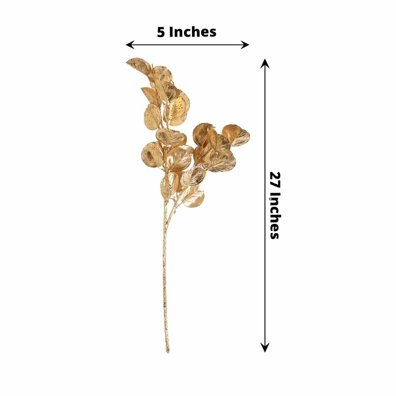 2 Pack Gold Metallic Artificial Eucalyptus Leaf Stems - 27