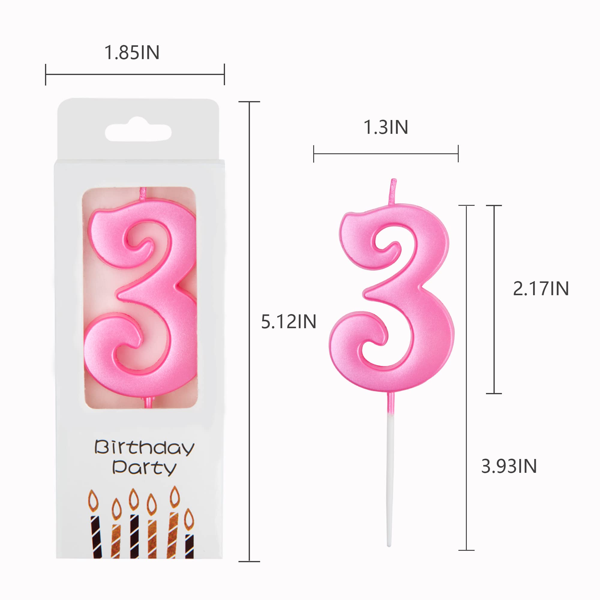 Pink Number Birthday Candles 10-Count 0-9 for Parties & Baby Showers