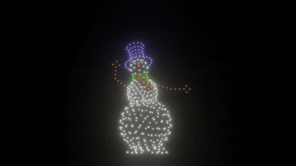 400 Drones for Stunning Snowman Animation Display - Perfect for Christmas Light Shows, Holiday Events, and Aerial Performances