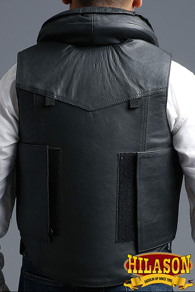 HILASON Leather Bull Riding Vest - Black Unisex Sleeveless Safety Vest for Rodeo & Equestrian Sports | Protective Gear for Bull Riders, Ranchers & Western Enthusiasts | Perfect for Rodeo Competitions, Ranch Work & Cowboy Events
