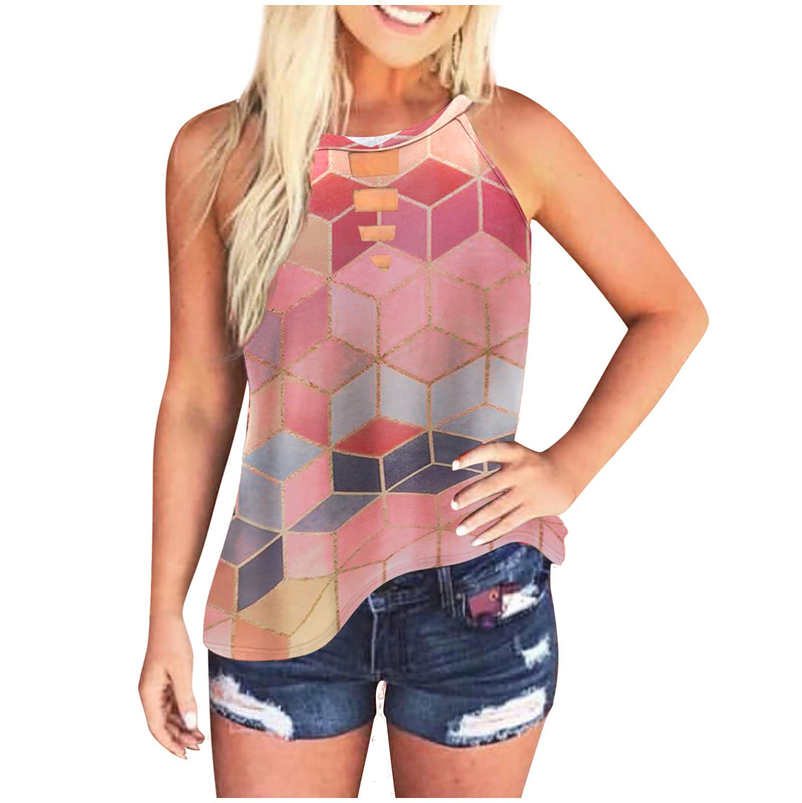 Women's Breast Cancer Awareness Workout Tops - Solid Color Sleeveless Fitness T-Shirts & Tank Tops for Running, Yoga & Gym - Inspirational Sports Apparel for Survivors & Supporters