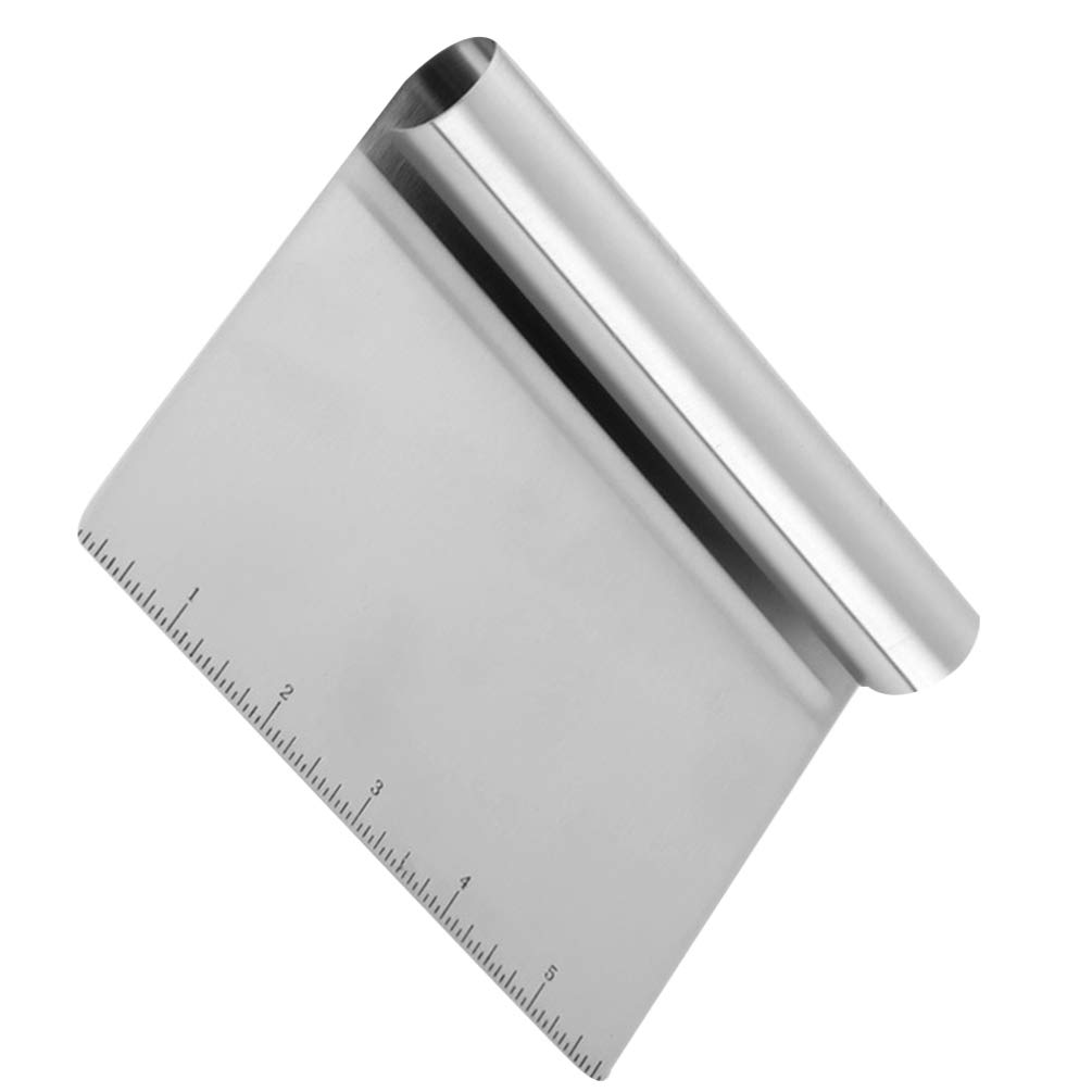 Stainless Steel Bread Slicer & Dough Scraper Set - 2-Piece Kitchen Baking Tools with Measuring Scale for Perfect Bread Loaf Cutting & Pastry Making | Ideal for Home Bakers, Bread Making, Cake Decorating & Cooking Prep