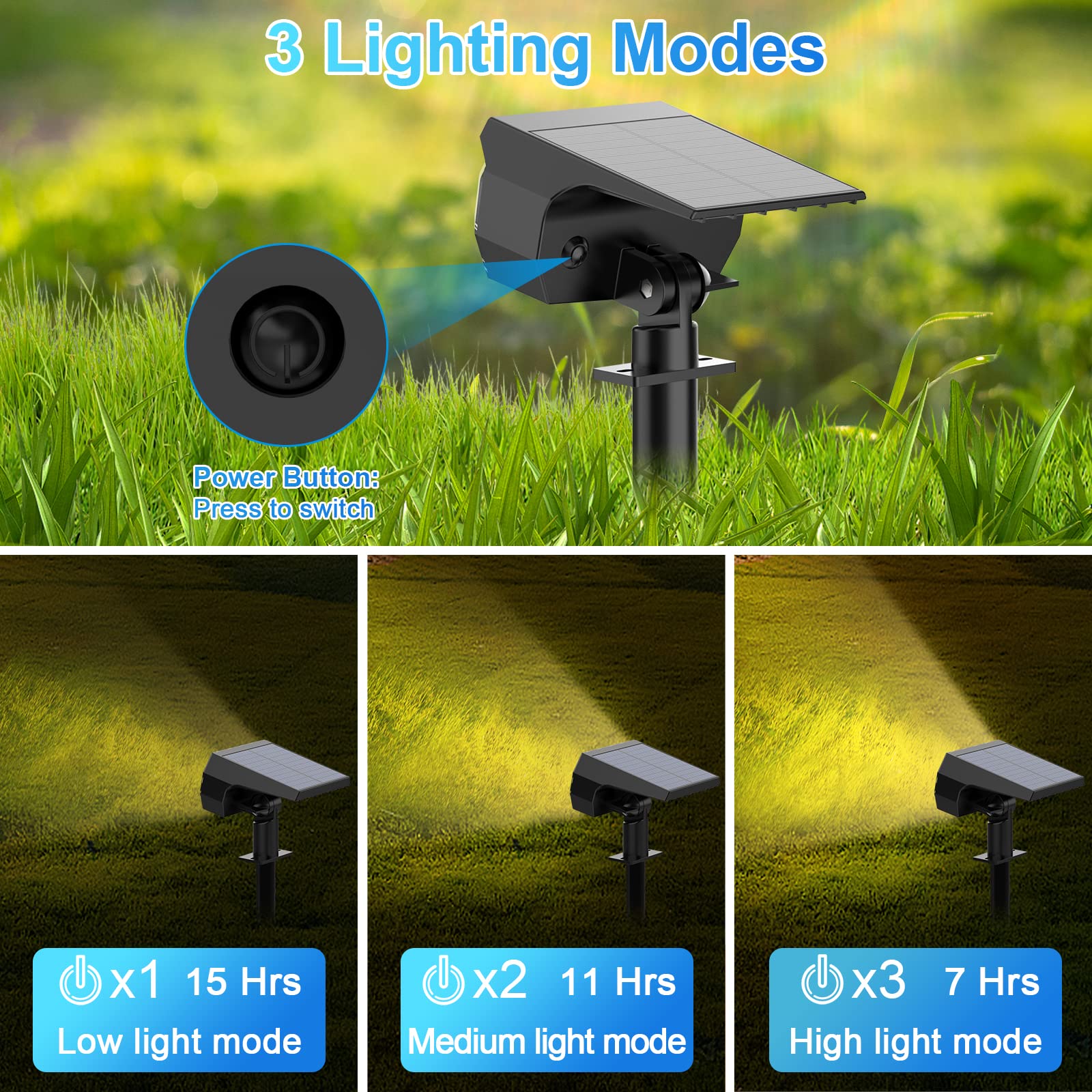 57 LED Solar Spot Lights Outdoor 10 Pack - IP65 Waterproof Solar Landscape Spotlights with 3 Modes - Warm White Solar Powered Garden Lights for Patio, Pathway, Pool & Yard Decoration (Perfect for Outdoor Lighting, Landscape Highlighting & Nighttime Safety)