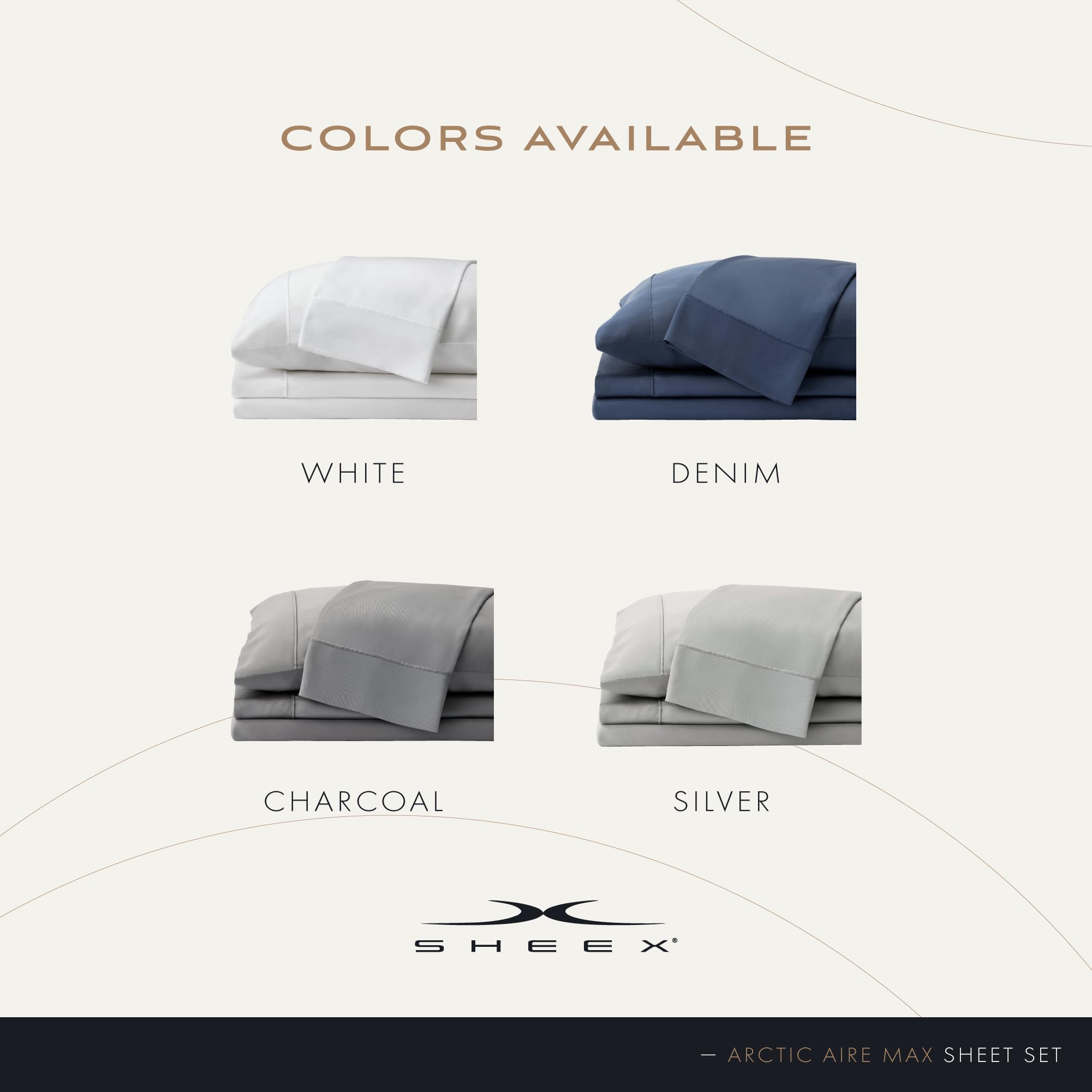 SHEEX Arctic Aire MAX Cooling Sheet Set - Ultra Soft King Size Bed Sheets with 1 Flat Sheet, 1 Fitted Sheet & 2 Pillowcases - Breathable & Temperature Regulating for Hot Sleepers - Perfect for Summer Nights & Warm Climates
