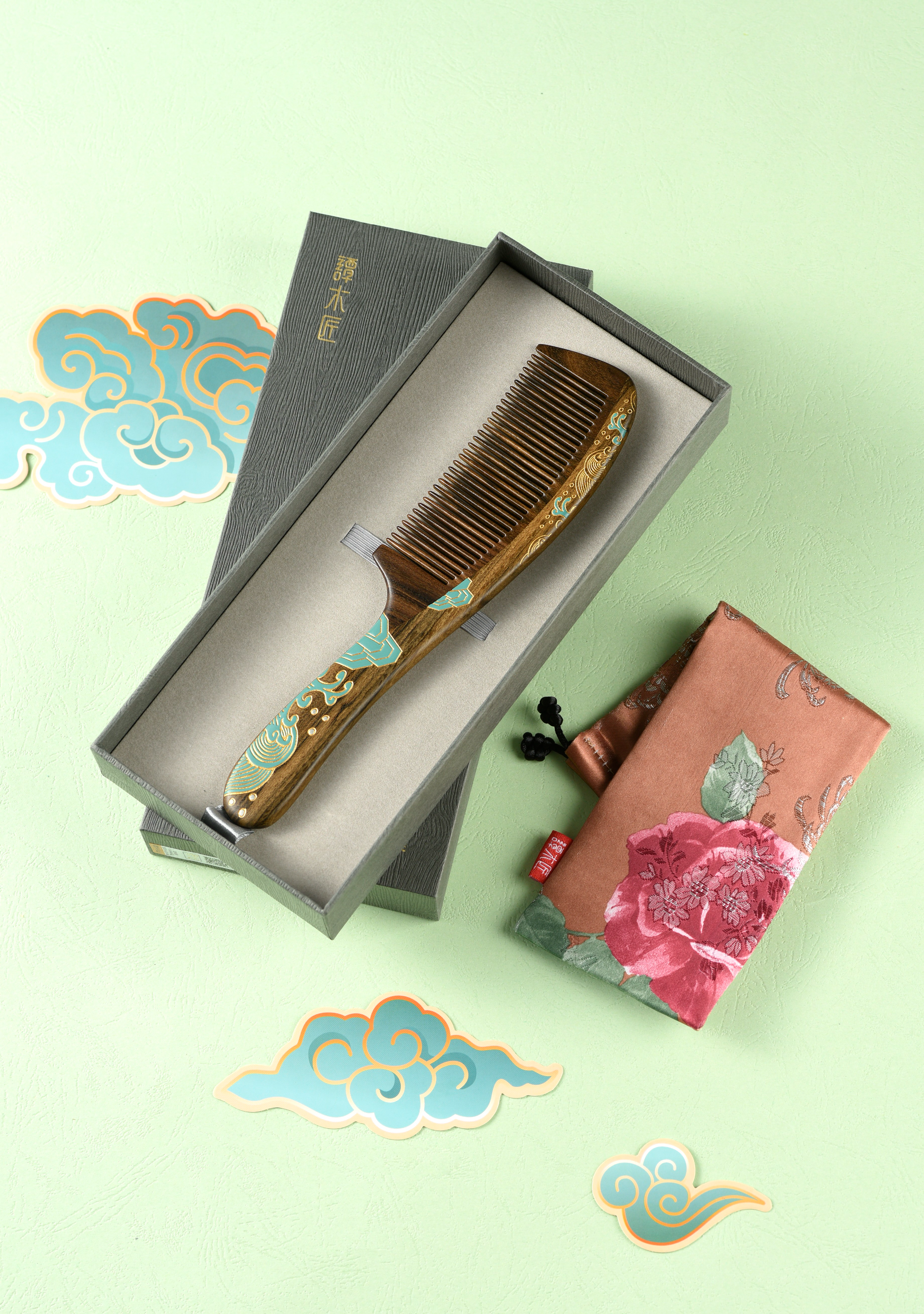 Blue Sea Ukiyoe Style Hair Comb - Japanese Wave Design Hair Accessory for Women, Perfect for Weddings, Cosplay & Traditional Hairstyling