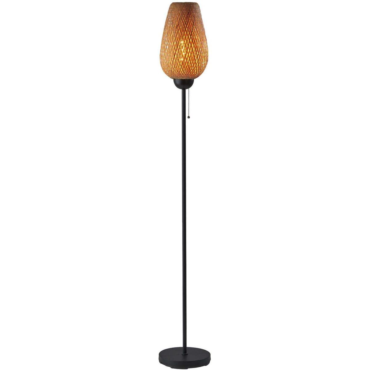 Adesso Hugo Modern Floor Lamp with Adjustable Height - Stylish LED Standing Light for Living Room, Bedroom, or Office - Perfect for Reading, Relaxing, and Ambient Lighting