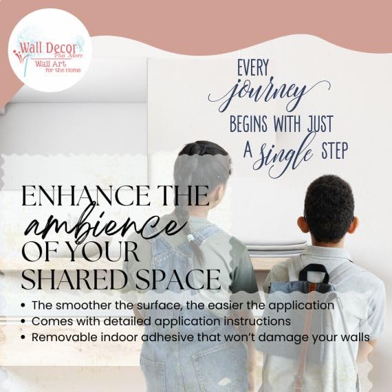 Every Journey Begins with a Single Step Vinyl Wall Art - Motivational Quote Decals for Home & Office - 23x19 Inch Inspirational Wall Decals in Deep Blue - Perfect for Living Room, Bedroom, or Workspace Decor