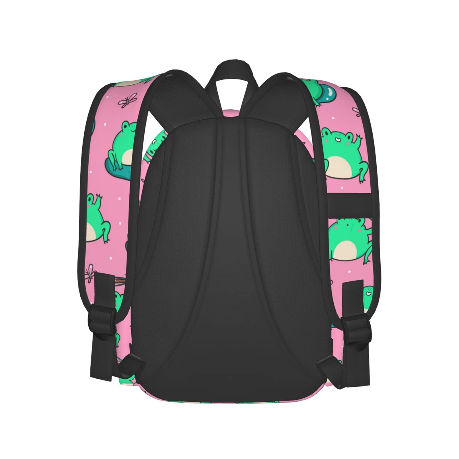 KiuLoam 17 Inch Laptop Backpack - Cute Green Frogs Design on Pink School Bag, Waterproof Daypack for Women & Girls - Perfect for College, Work, Travel & Everyday Use