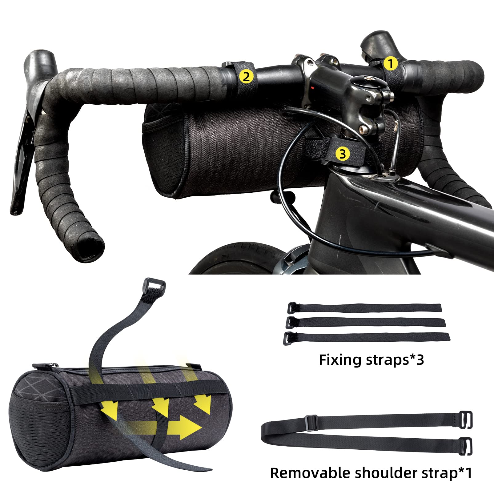 ROCKBROS Small Bicycle Handlebar Bag - Waterproof Front Bike Storage Pouch with Adjustable Shoulder Strap for Mountain & Road Bikes | Perfect for Commuting, Cycling Tours & Outdoor Adventures