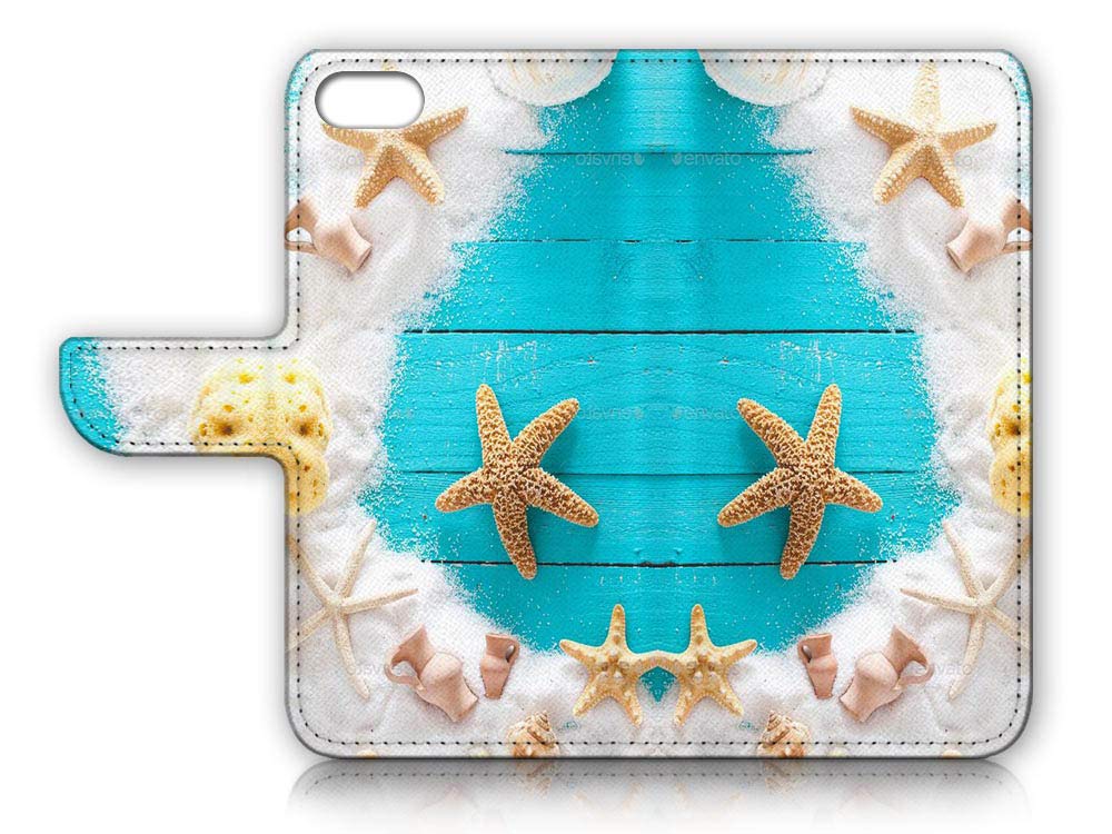 Premium Flip Wallet Phone Case for iPhone 6 Plus/6s Plus/7 Plus/8 Plus - Starfish Beach Design (A24251) | Perfect for Travel, Beach Days & Everyday Protection
