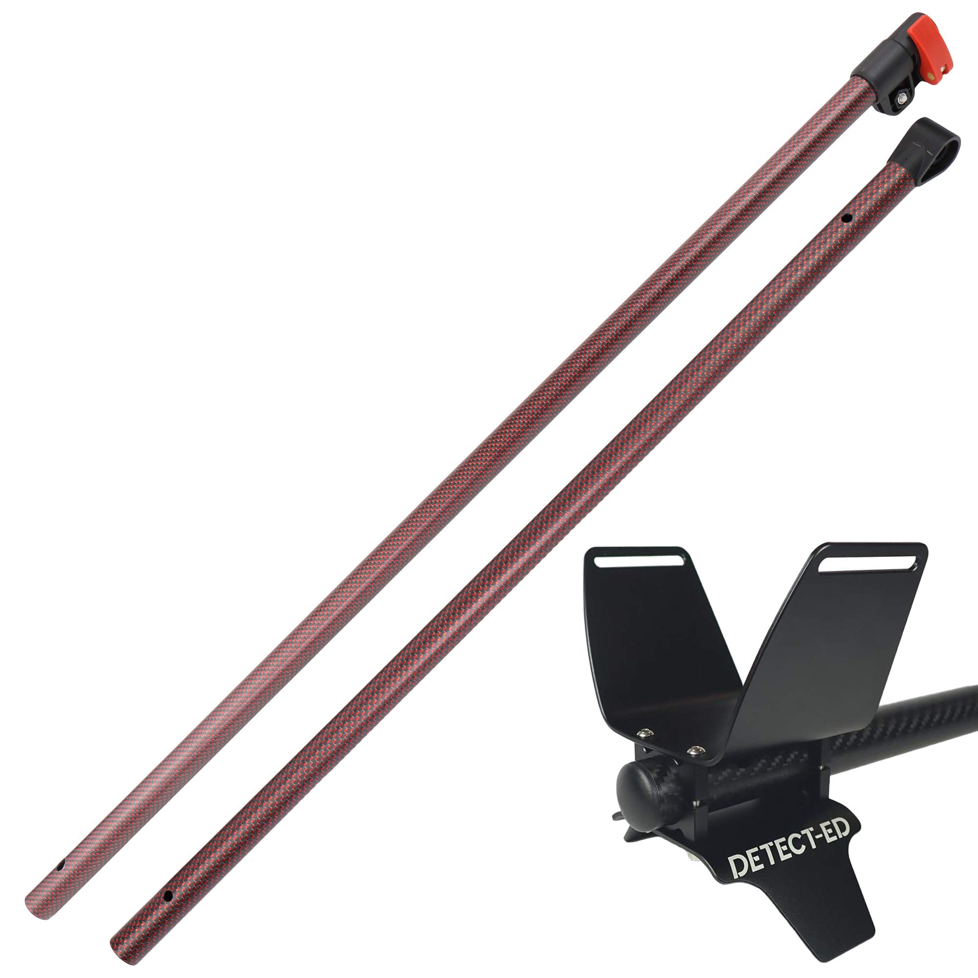 Carbon Fiber Upper & Lower Shaft for Minelab Equinox Metal Detector with Adjustable Arm Cuff - Lightweight Durable Design for Beach Hunting, Gold Prospecting & Treasure Hunting