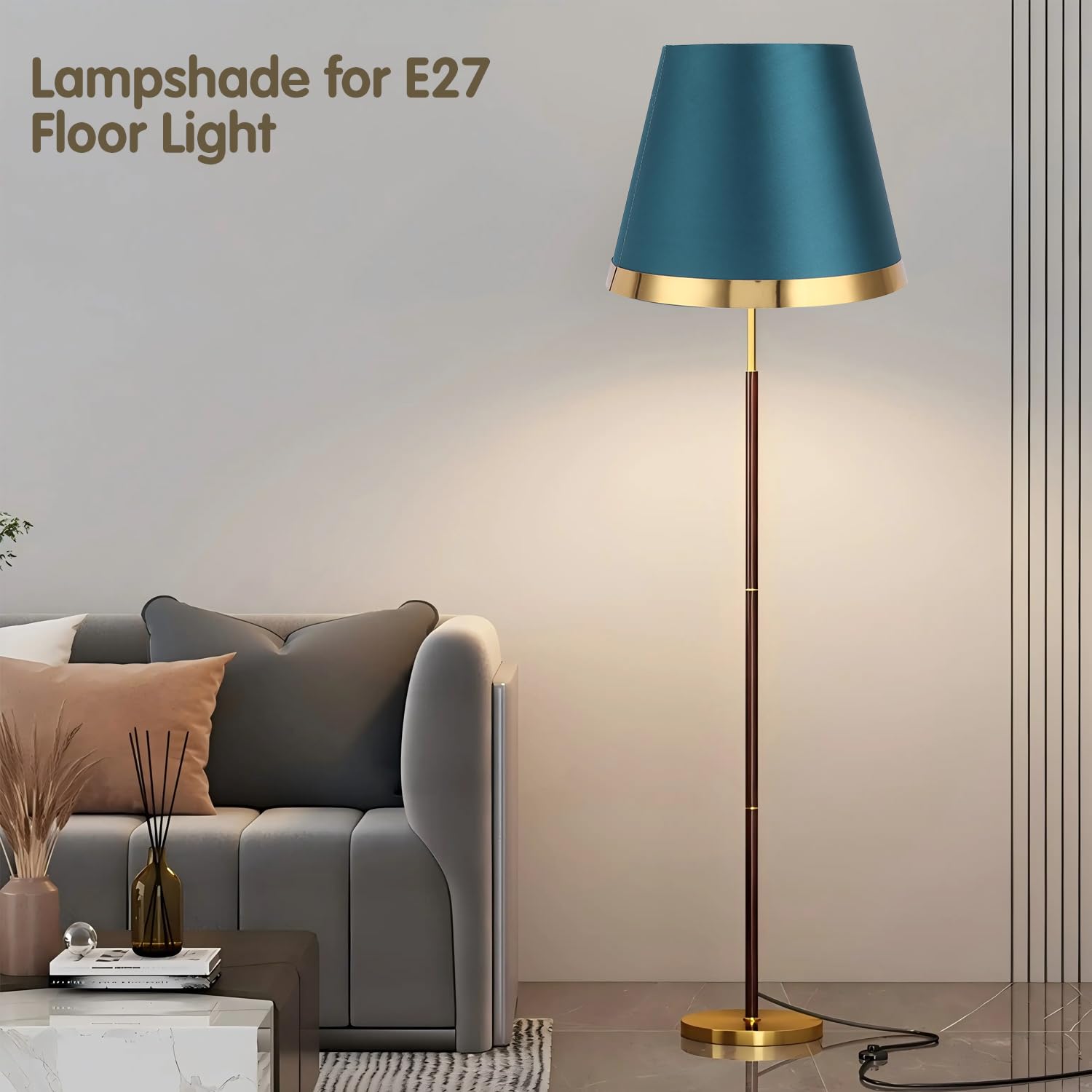10 x 7.8in E27 Fabric Lamp Shade - European Style Simple Durable Lampshade for Table & Floor Lamps - Home Decor Lighting Accessory (Green) - Perfect for Living Room, Bedroom & Office Lighting