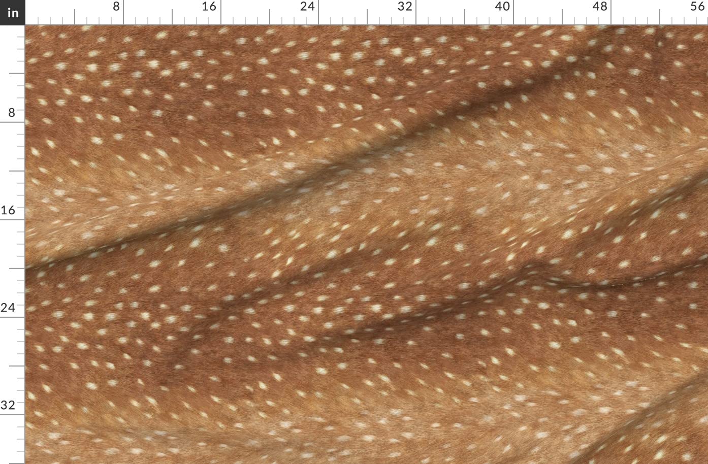 Soft Deer Hide Spring Fawn Printed Denim Fabric - Bottomweight Cotton Material for Apparel, Home Decor & Upholstery | Perfect for DIY Sewing, Quilting, Curtains and Throw Pillows
