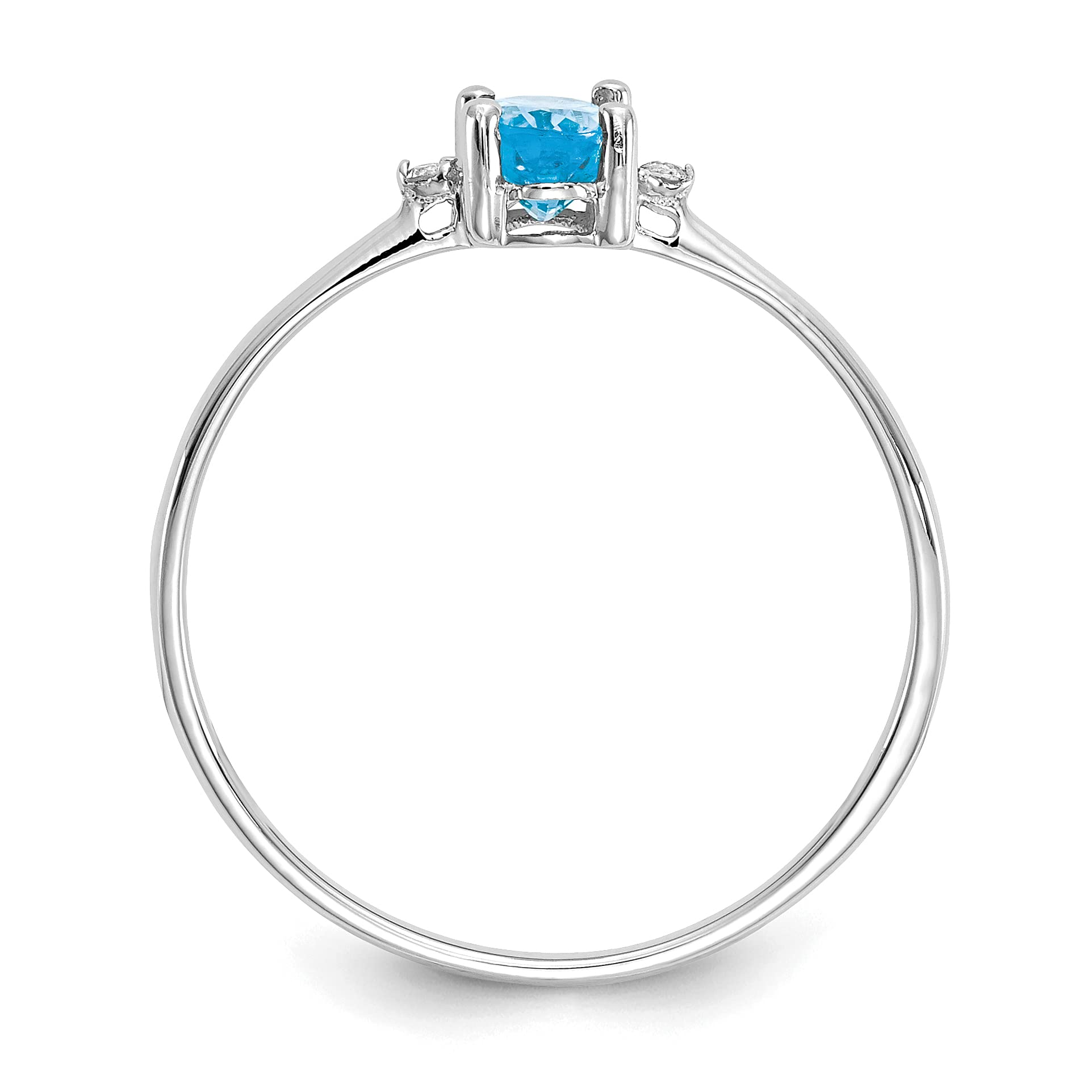 10K White Gold Genuine Diamond & Blue Topaz Birthstone Ring - Size 6.0 | Elegant Jewelry Gift for Women, Anniversary & Special Occasions