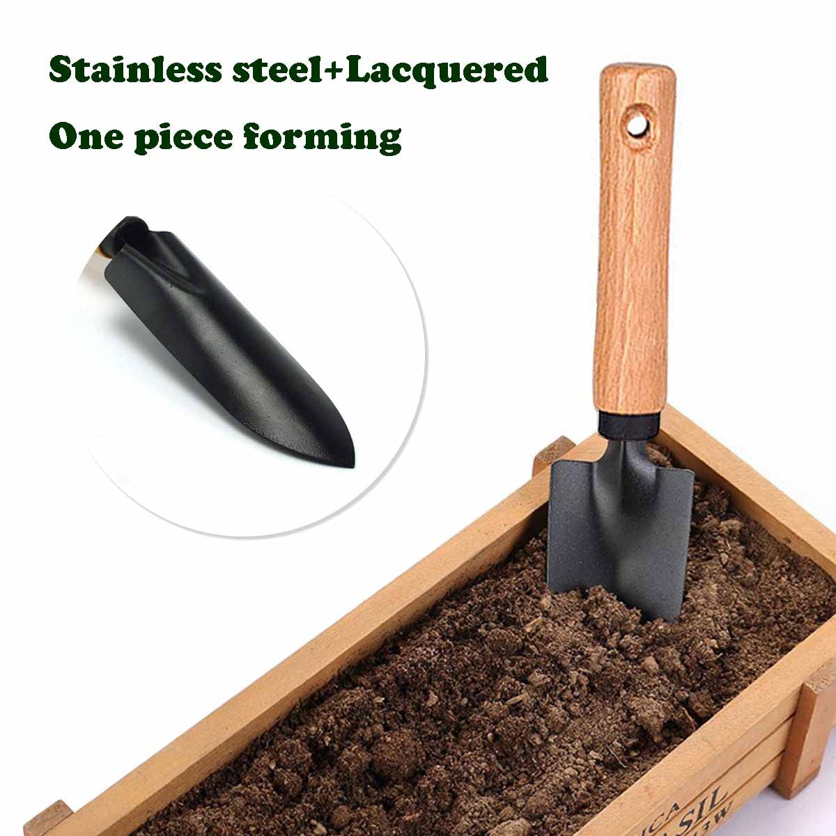 3pc Garden Tool Set - Rake & Trowel with Wood Handle for Outdoor Planting