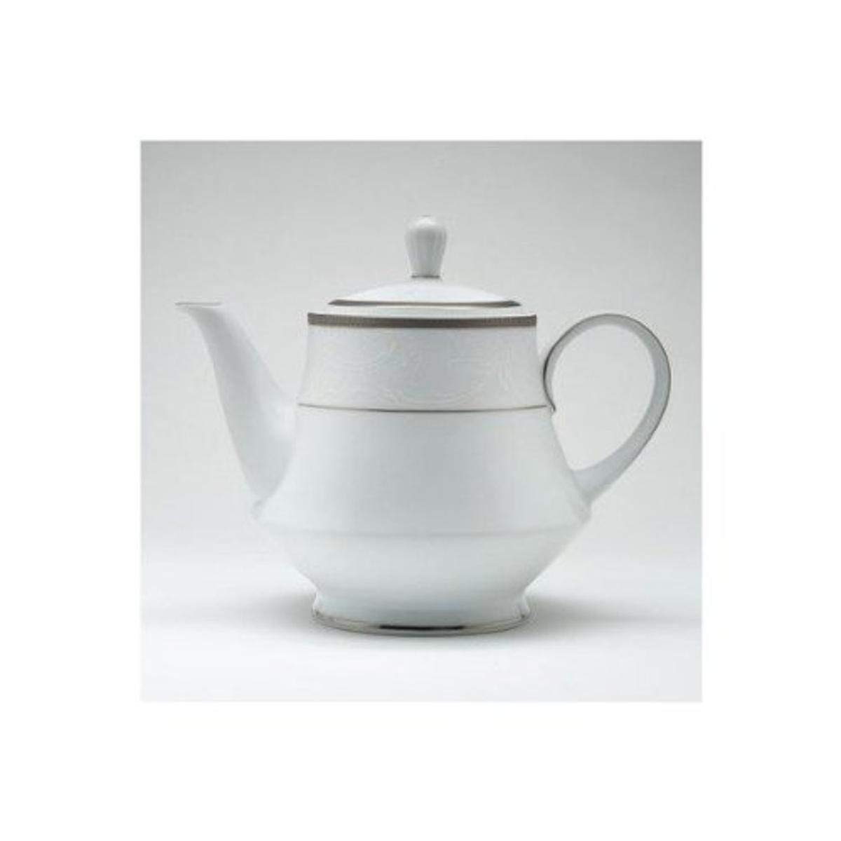 Noritake Regina Platinum Teapot - Elegant Porcelain Tea Pot for Loose Leaf & Herbal Tea - Perfect for Afternoon Tea, Gifts & Home Decor
