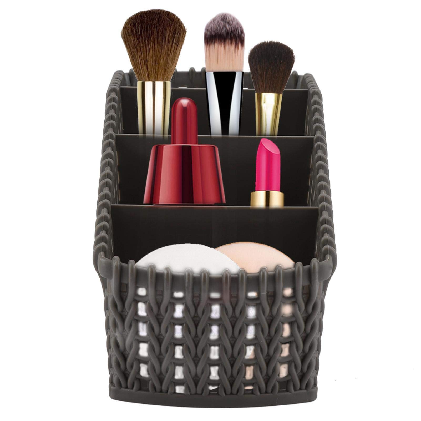 PP Cosmetics Storage Box with Multi-Grid Organizer - Dorm Room & Home Makeup Organizer - Easy to Clean & Portable - Perfect for Vanity, Bathroom & Travel (Black)