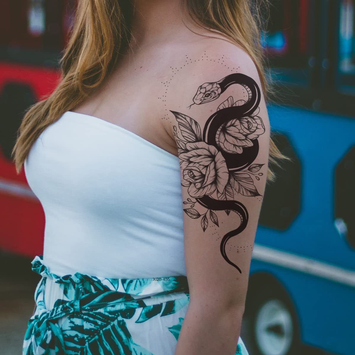 Waterproof Fake Tattoos - 8 Sheets Temporary Body Art with Dragon, Snake, Cross & Rose Designs for Arms & Legs | Perfect for Halloween, Cosplay & Festival Costumes