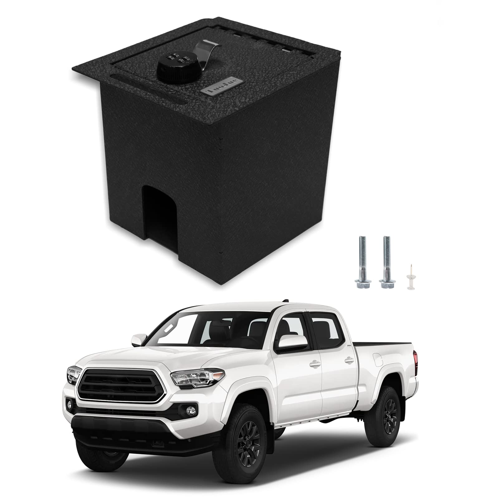 2016-2023 Toyota Tacoma Center Console Safe - 4-Digit Combo Lock Gun Safe Box & Organizer | Secure Storage for Handguns, Valuables & Car Accessories | Perfect for Road Trips, Camping & Vehicle Security