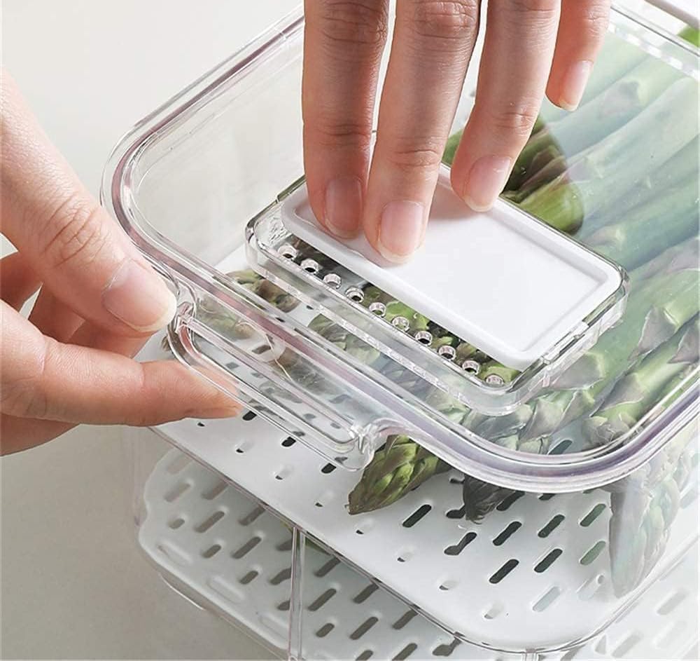 Best Fridge Storage Containers & Freezer Bins - Airtight Vegetable Fruit Organizer with Removable Lids & Drain Tray - Perfect for Kitchen, Pantry & Meal Prep Organization