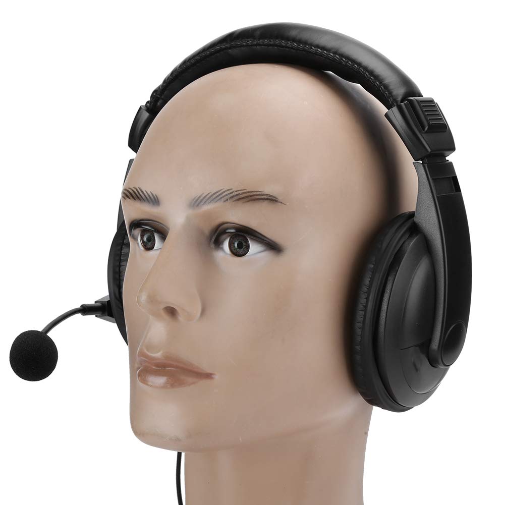 Topiky Professional Over-Ear Walkie Talkie Headset with Noise Cancelling Mic & PTT Button - Wired RF Communication Headset for Military, Security & Outdoor Use - Black