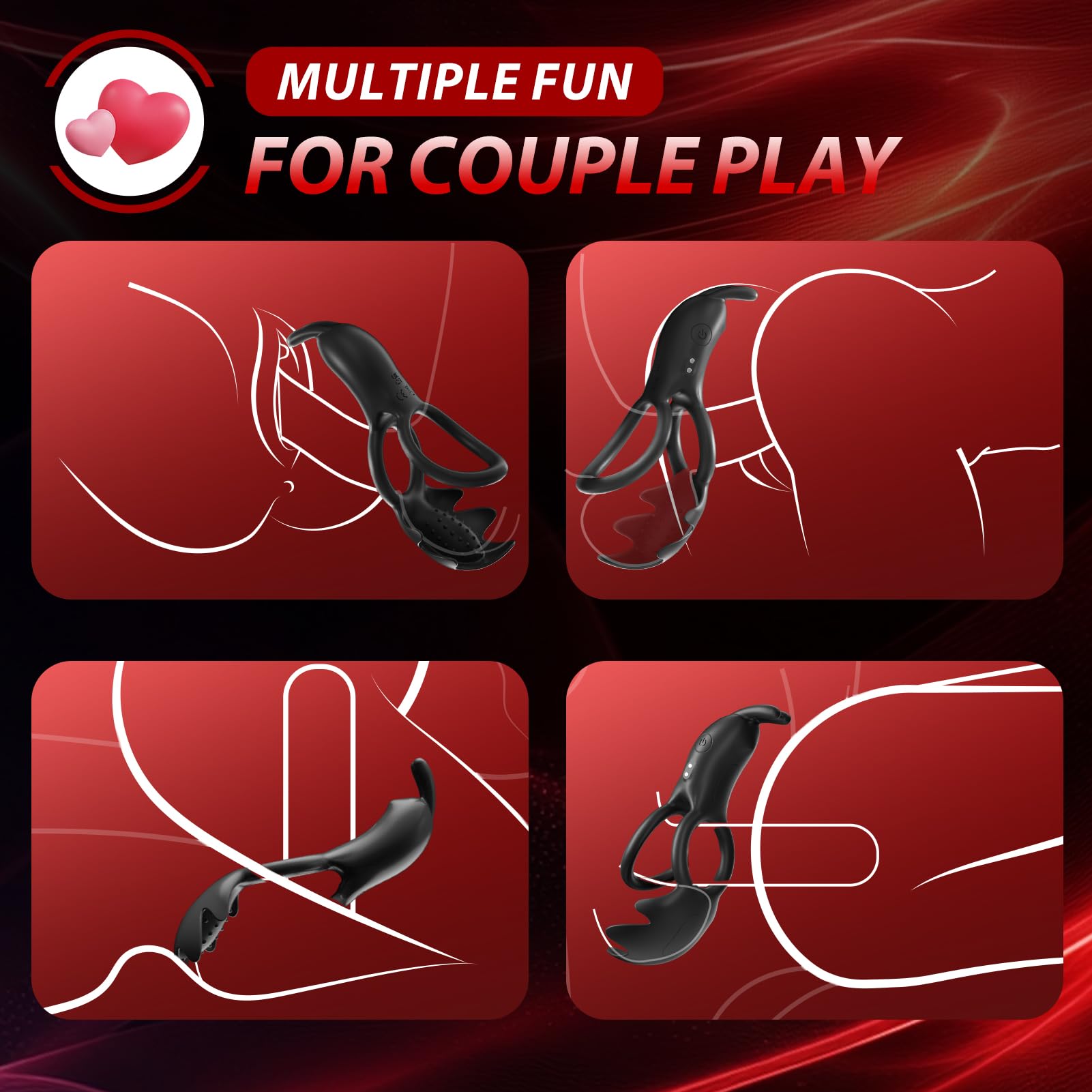 Vibrating Cock Ring for Men & Couples - Rechargeable Penis Ring with Powerful Vibrations, Enhances Pleasure for Testicles, G-Spot & Clitoral Stimulation | Waterproof Adult Sex Toy for Extended Play, Intimate Games & Spicy Date Nights