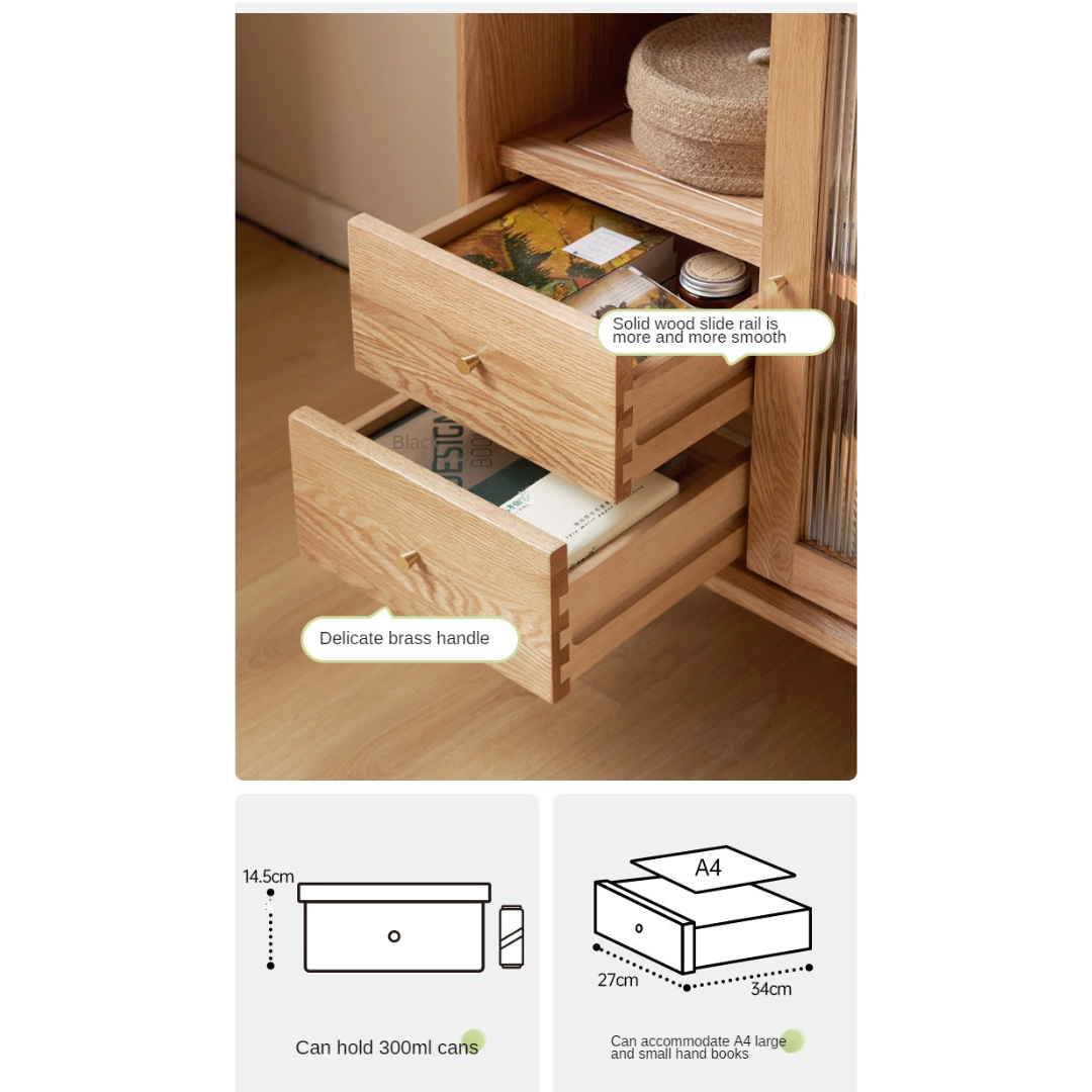 Solid Oak Wood Side Cabinet - Rustic Home Storage for Living Room, Bedroom & Entryway - Perfect for Organizing Books, Decor & Essentials