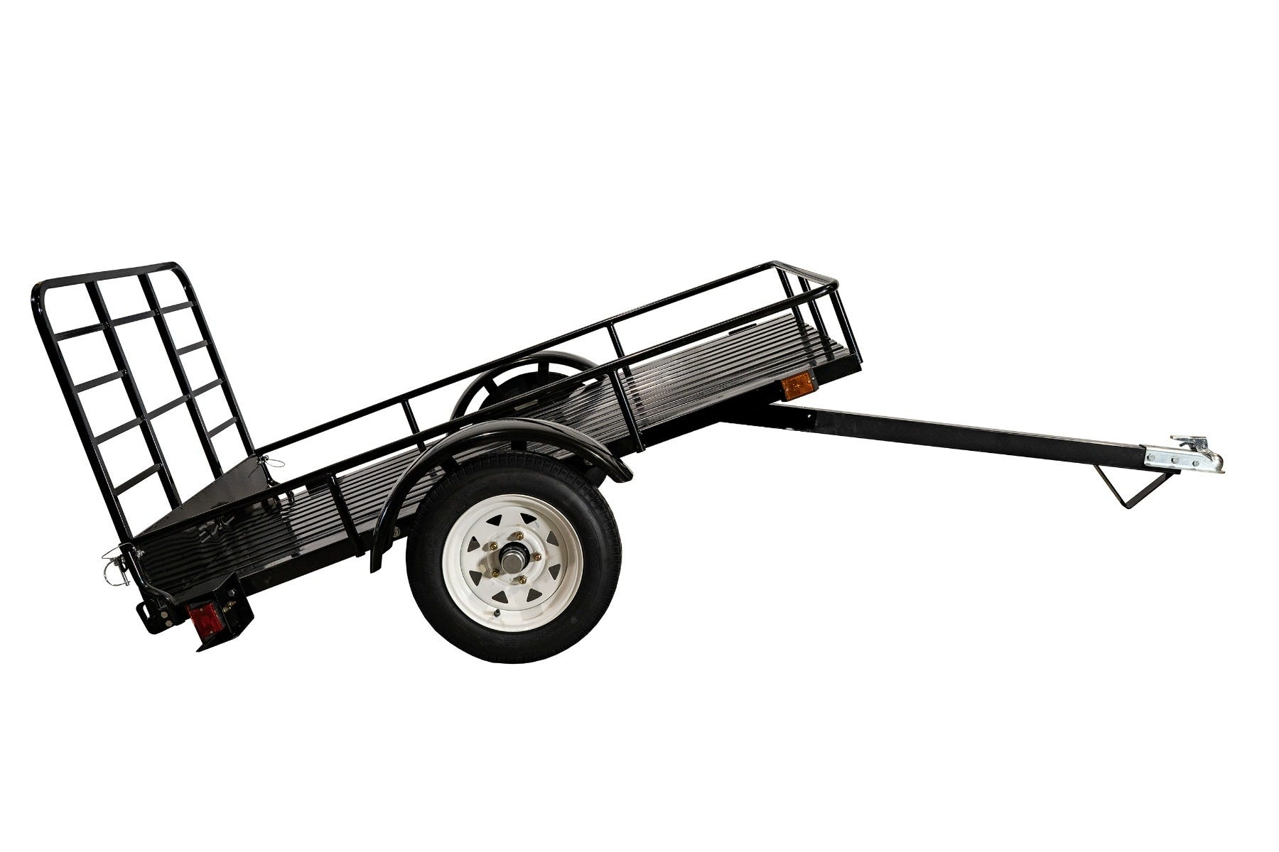 DK2 MMT4X6O 4x6 ft Single Axle Open Utility Trailer - 1295 lbs Capacity, Powder Coated Black - Perfect for Hauling ATVs, Motorcycles & Yard Equipment